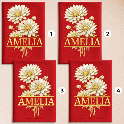 Custom Birth Month Flower Cotton Napkin - Personalized Christmas Birthday Gifts For Mom, Dad, Brother, Sister - Making Spirits Bright
