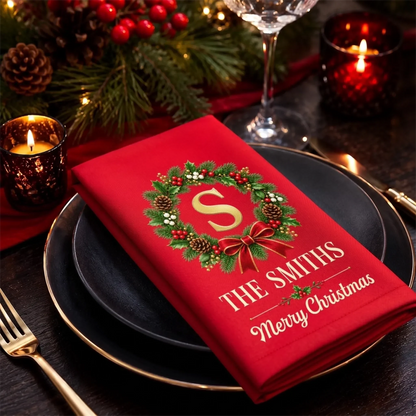 Custom Cotton Napkin - Personalized Christmas Birthday Gifts For Mom, Dad, Brother, Sister - Wrapped In Family Joy