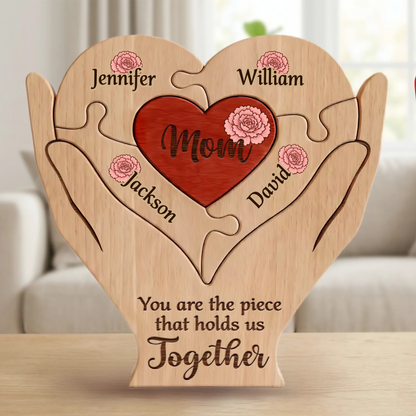 Custom Shaped Wooden Art Puzzle - Personalized Mother's Day Father's Day Birthday Gifts For Mom, Dad, Grandma, Grandpa - Together in Every Piece