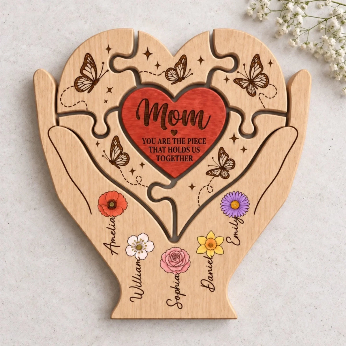 Custom Shaped Wooden Art Puzzle - Personalized Mother's Day Father's Day Birthday Gifts For Mom, Dad, Grandma, Grandpa - Where Every Piece Holds Love