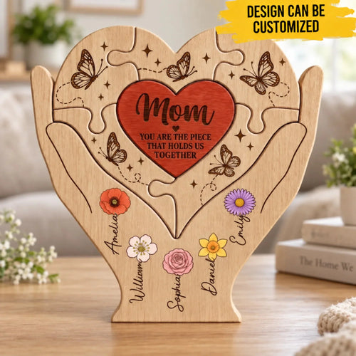 Custom Shaped Wooden Art Puzzle - Personalized Mother's Day Father's Day Birthday Gifts For Mom, Dad, Grandma, Grandpa - Where Every Piece Holds Love