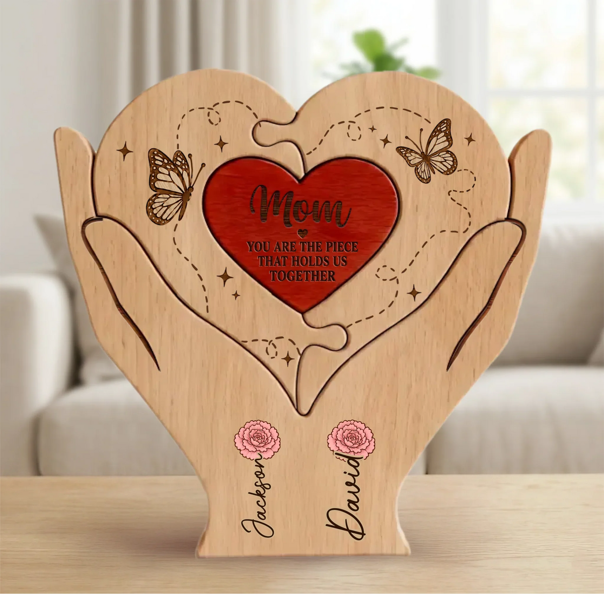 Custom Shaped Wooden Art Puzzle - Personalized Mother's Day Father's Day Birthday Gifts For Mom, Dad, Grandma, Grandpa - Where Every Piece Holds Love