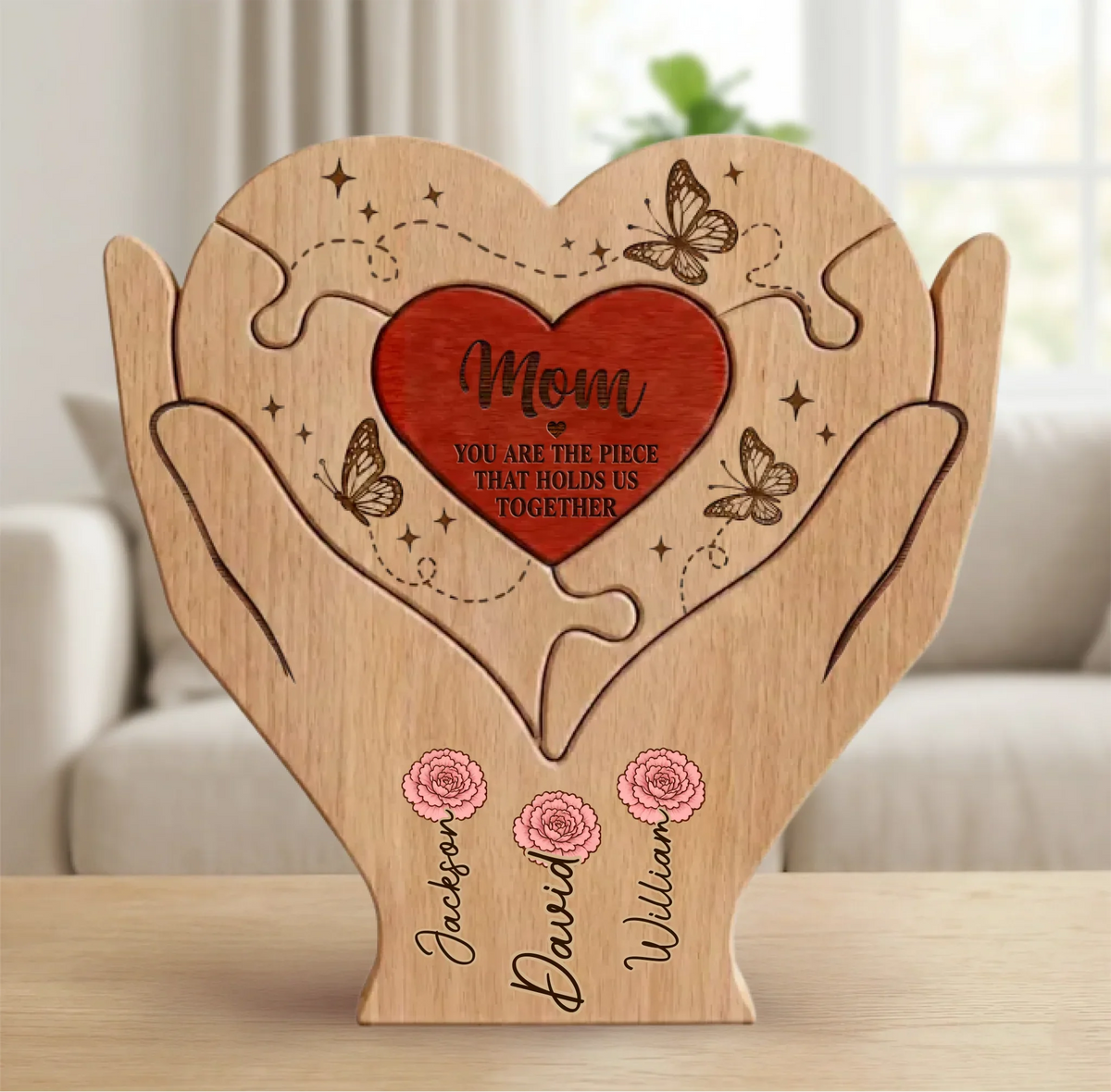 Custom Shaped Wooden Art Puzzle - Personalized Mother's Day Father's Day Birthday Gifts For Mom, Dad, Grandma, Grandpa - Where Every Piece Holds Love