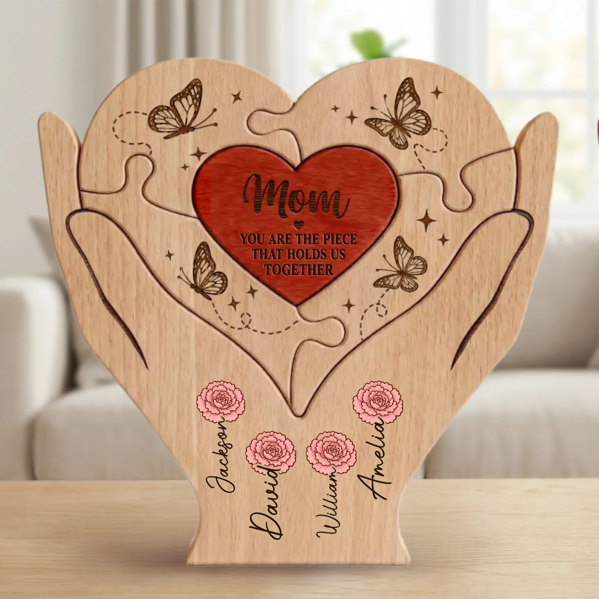 Custom Shaped Wooden Art Puzzle - Personalized Mother's Day Father's Day Birthday Gifts For Mom, Dad, Grandma, Grandpa - Where Every Piece Holds Love
