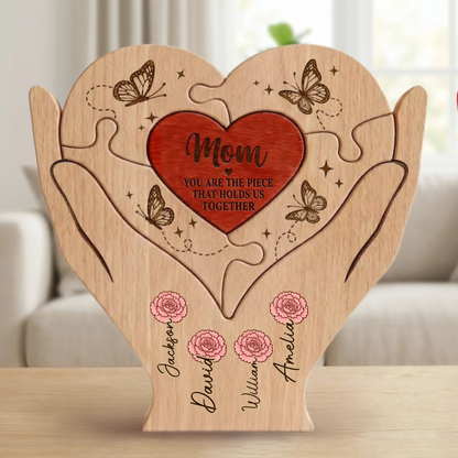 Custom Shaped Wooden Art Puzzle - Personalized Mother's Day Father's Day Birthday Gifts For Mom, Dad, Grandma, Grandpa - Where Every Piece Holds Love