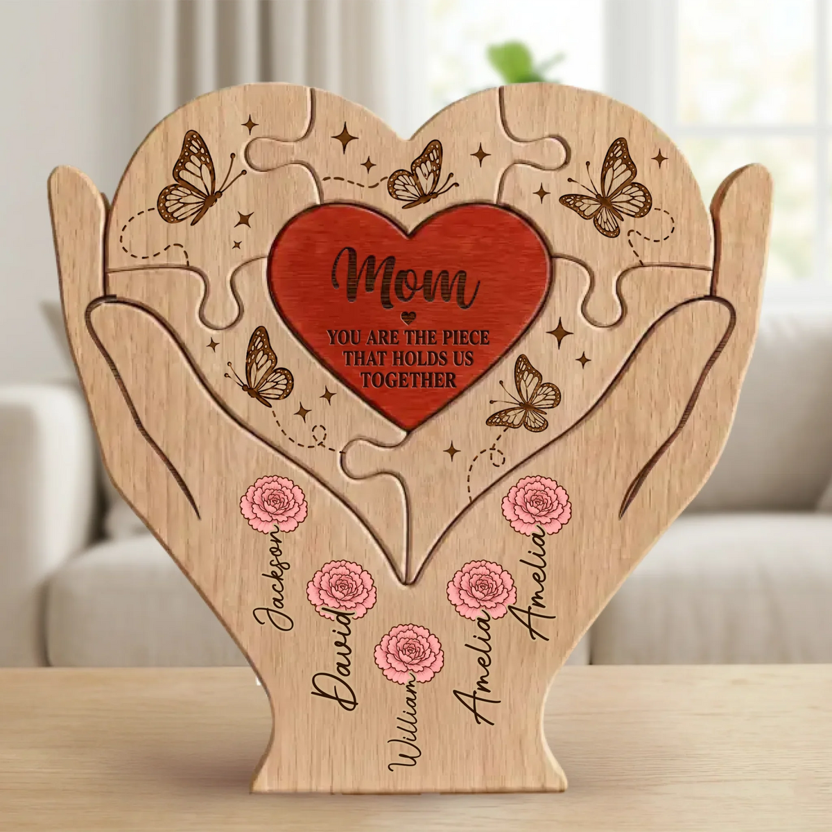 Custom Shaped Wooden Art Puzzle - Personalized Mother's Day Father's Day Birthday Gifts For Mom, Dad, Grandma, Grandpa - Where Every Piece Holds Love