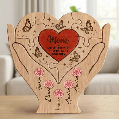 Custom Shaped Wooden Art Puzzle - Personalized Mother's Day Father's Day Birthday Gifts For Mom, Dad, Grandma, Grandpa - Where Every Piece Holds Love