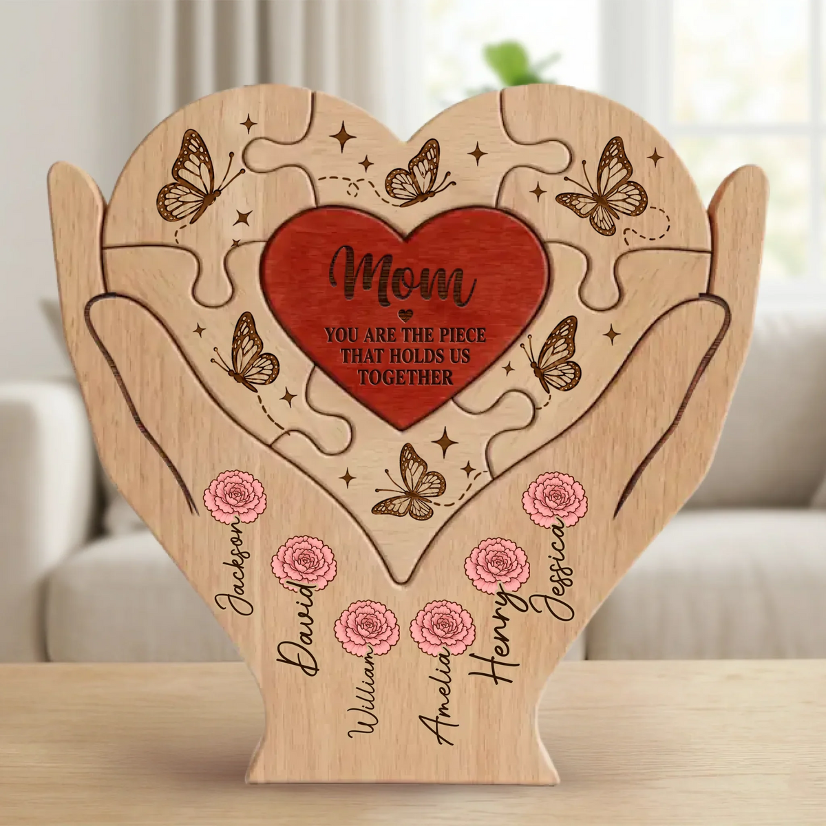 Custom Shaped Wooden Art Puzzle - Personalized Mother's Day Father's Day Birthday Gifts For Mom, Dad, Grandma, Grandpa - Where Every Piece Holds Love
