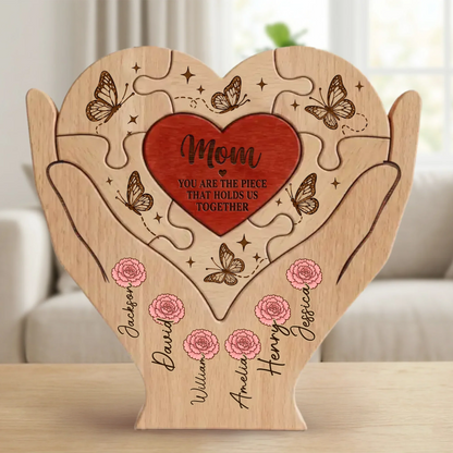 Custom Shaped Wooden Art Puzzle - Personalized Mother's Day Father's Day Birthday Gifts For Mom, Dad, Grandma, Grandpa - Where Every Piece Holds Love