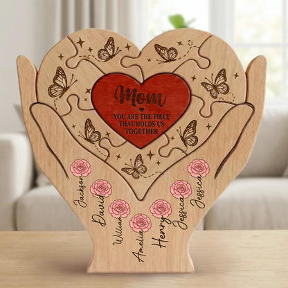 Custom Shaped Wooden Art Puzzle - Personalized Mother's Day Father's Day Birthday Gifts For Mom, Dad, Grandma, Grandpa - Where Every Piece Holds Love