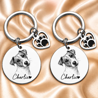 Custom Dog Photo Keychain - Personalized Dog Photo with Heart Paw Charm - Gift for Pet Parents
