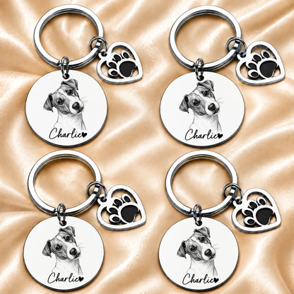 Custom Dog Photo Keychain - Personalized Dog Photo with Heart Paw Charm - Gift for Pet Parents
