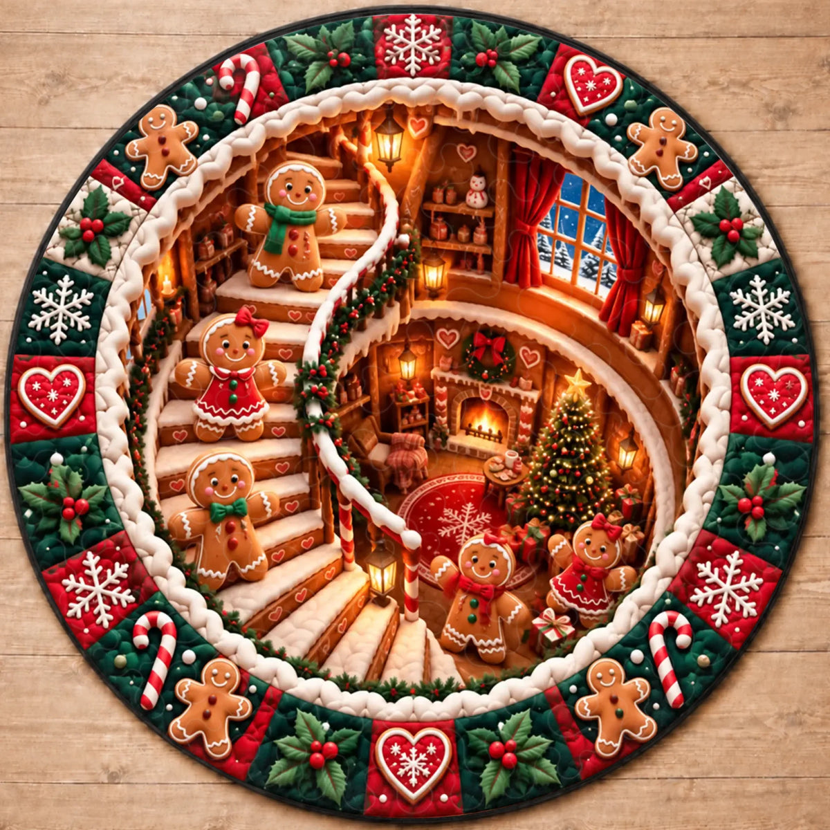 Custom Quilted Round Mat - Personalized Christmas Birthday Gifts For Mom, Dad, Brother, Sister - Warm Wishes In Cozy House