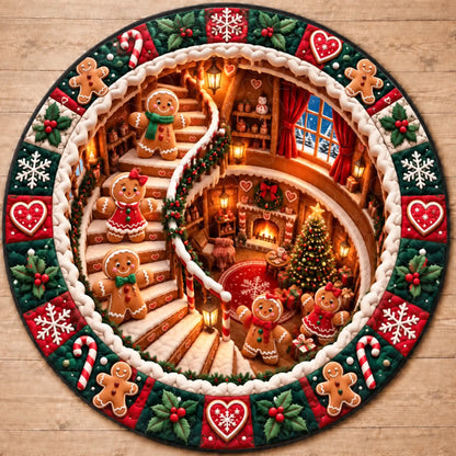 Custom Quilted Round Mat - Personalized Christmas Birthday Gifts For Mom, Dad, Brother, Sister - Warm Wishes In Cozy House