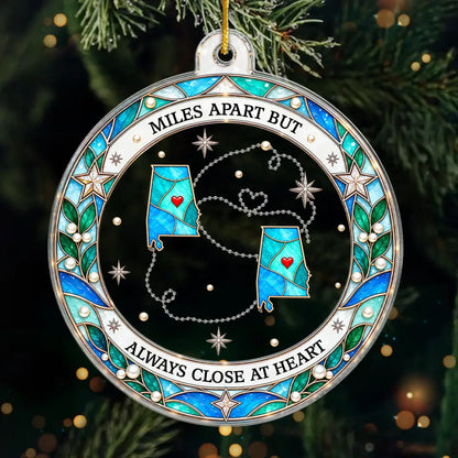 Custom Long Distance Acrylic Ornament - Personalized Christmas Gifts For Family - The Miles Don't Matter