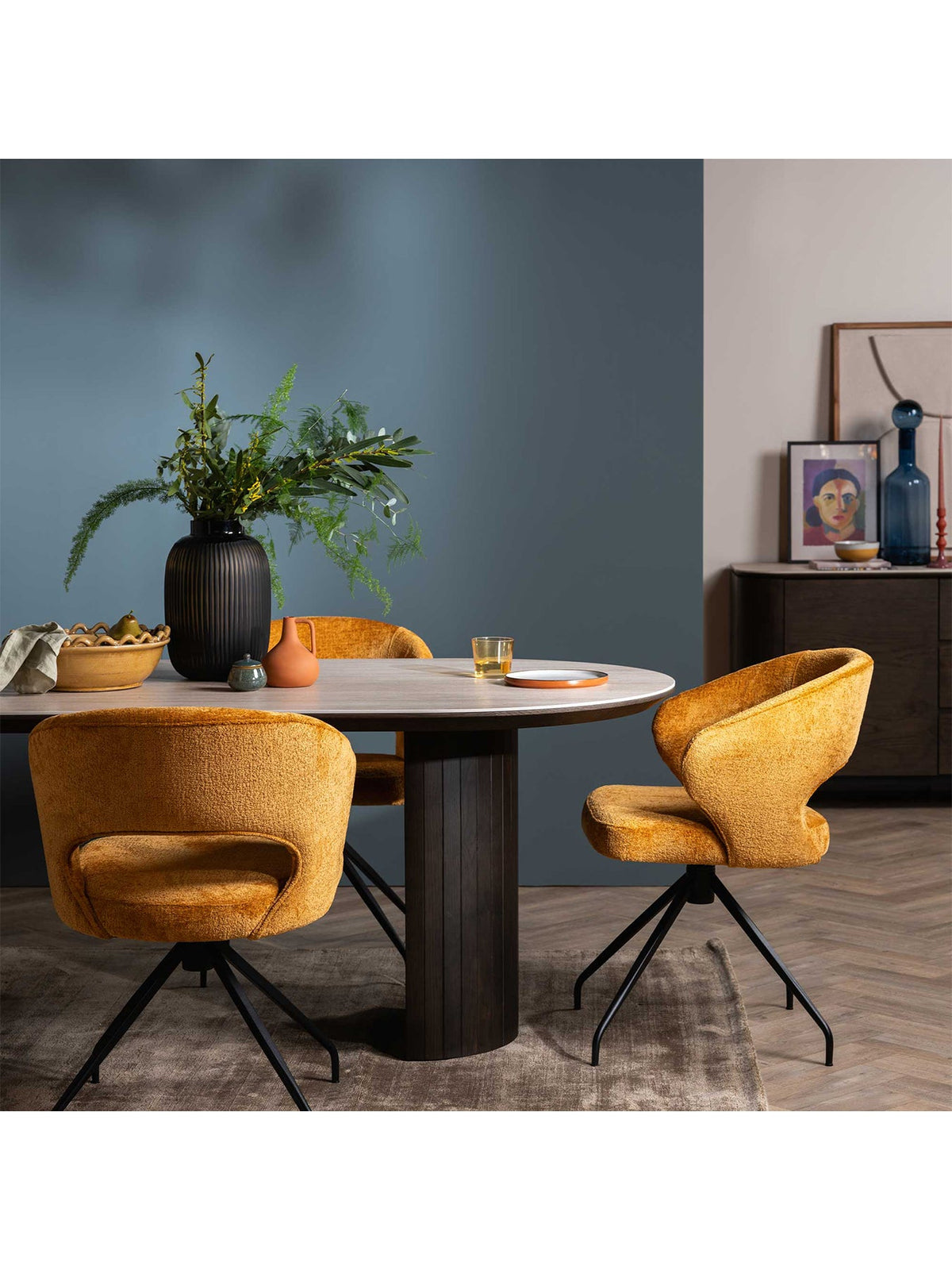Cagney Fabric Swivel Dining Chair