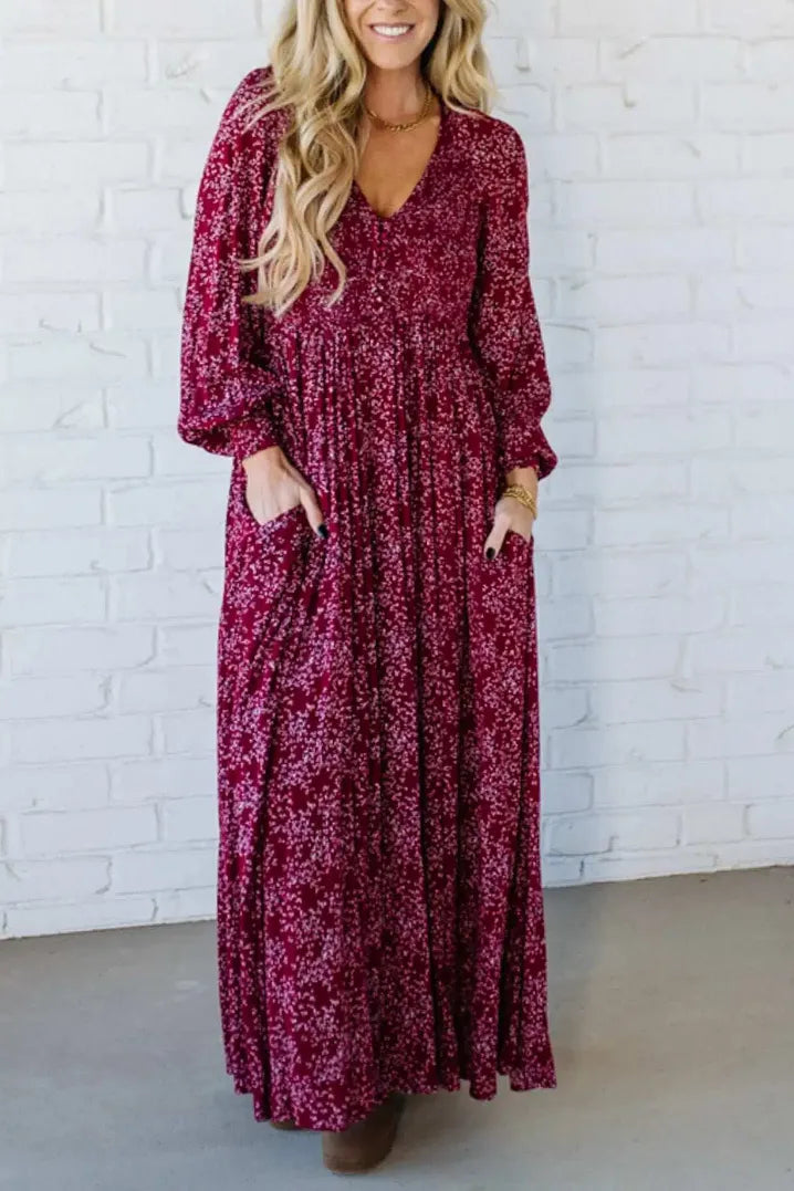 🌺 50% OFF NOW! ✨ Women’s Floral Rayon Smocked-Waist Lined Maxi Dress – Flattering Fit, Lightweight Fabric & Elegant Boho Style 💃