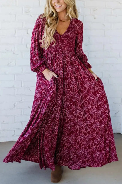 🌺 50% OFF NOW! ✨ Women’s Floral Rayon Smocked-Waist Lined Maxi Dress – Flattering Fit, Lightweight Fabric & Elegant Boho Style 💃