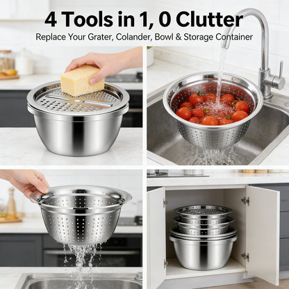 🔥HOT SALE 53% OFF-🌞🍴 German Quality 3-in-1 Stainless Steel Grater Bowl