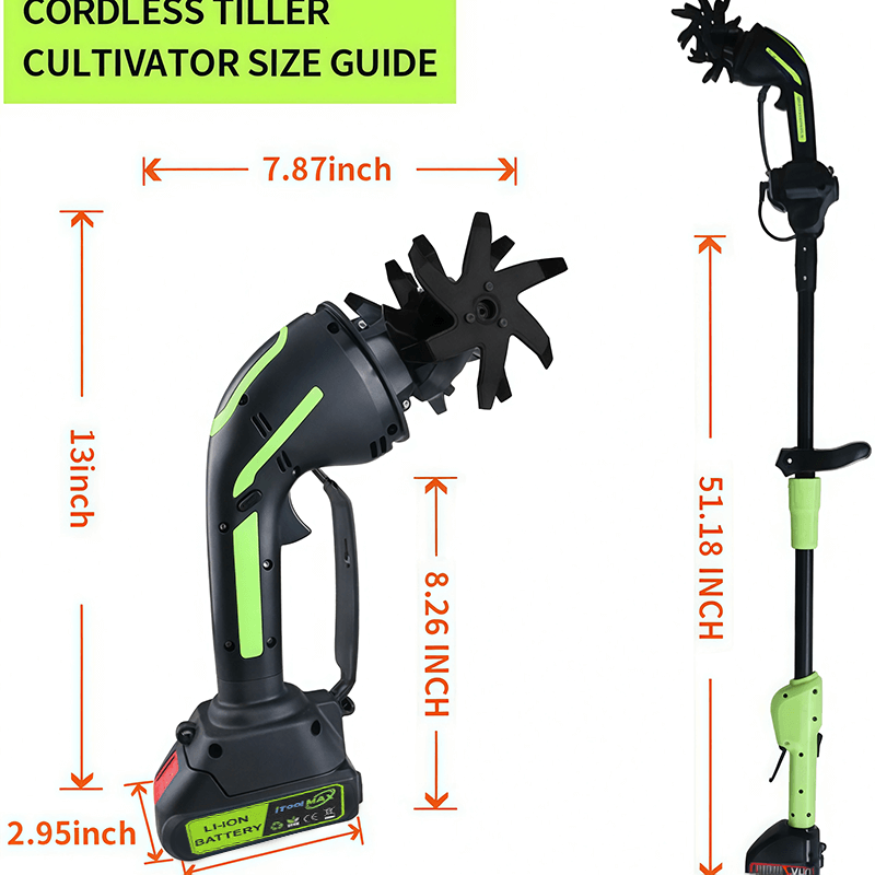 Ndreasdw™2-IN-1 Cordless Tiller & Cultivator with Extension Pole