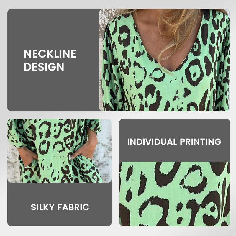 🔔 Festive Season Special: Chill with 78% OFF! 🎄V-Neck Printed Flowy Dress with Pockets