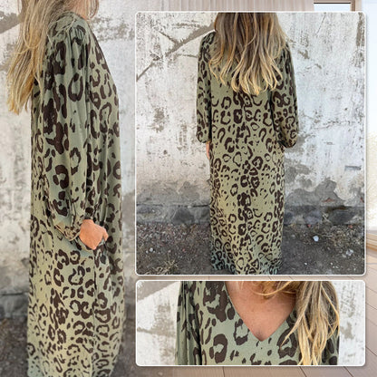 🔔 Festive Season Special: Chill with 78% OFF! 🎄V-Neck Printed Flowy Dress with Pockets