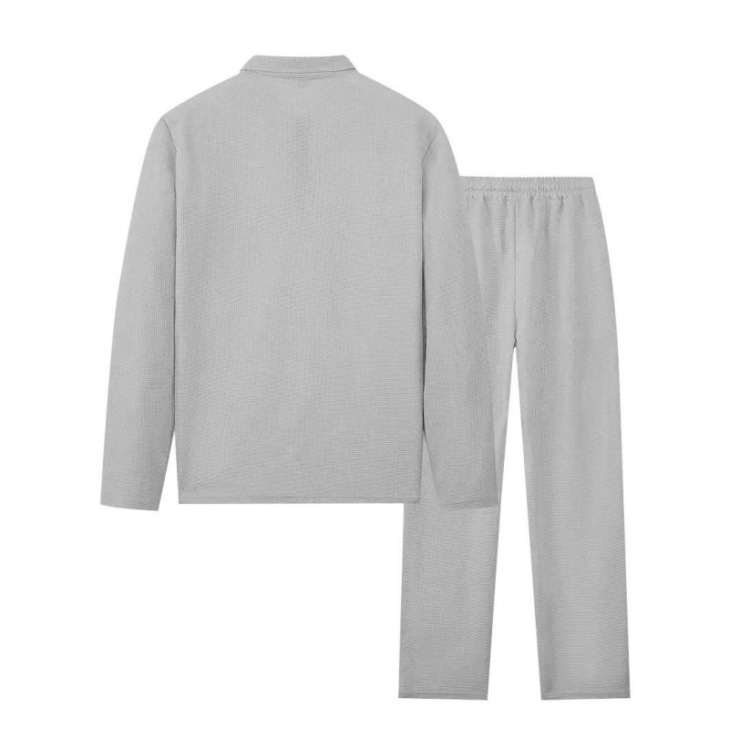 Men’s Waffle Knit Sweatshirt & Straight-Leg Pants Set